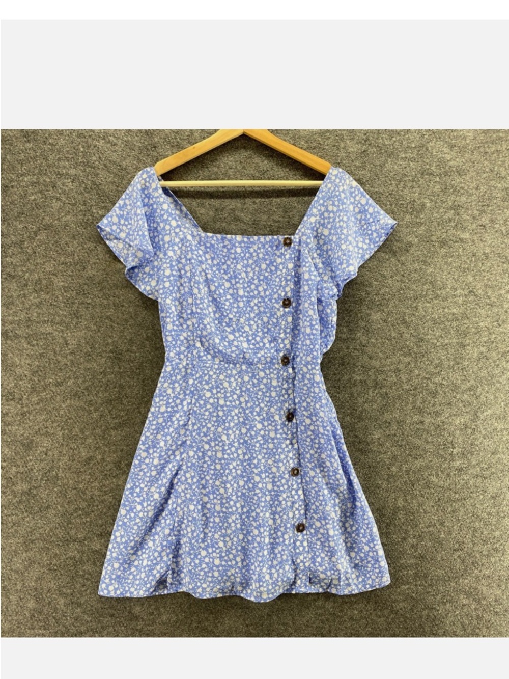 Sienna Sky Blue Floral Side-Button Mini Dress